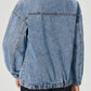 Quarter Zip Collared Neck Denim Top