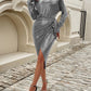 Devine Tied Boat Neck Long Sleeve Dress