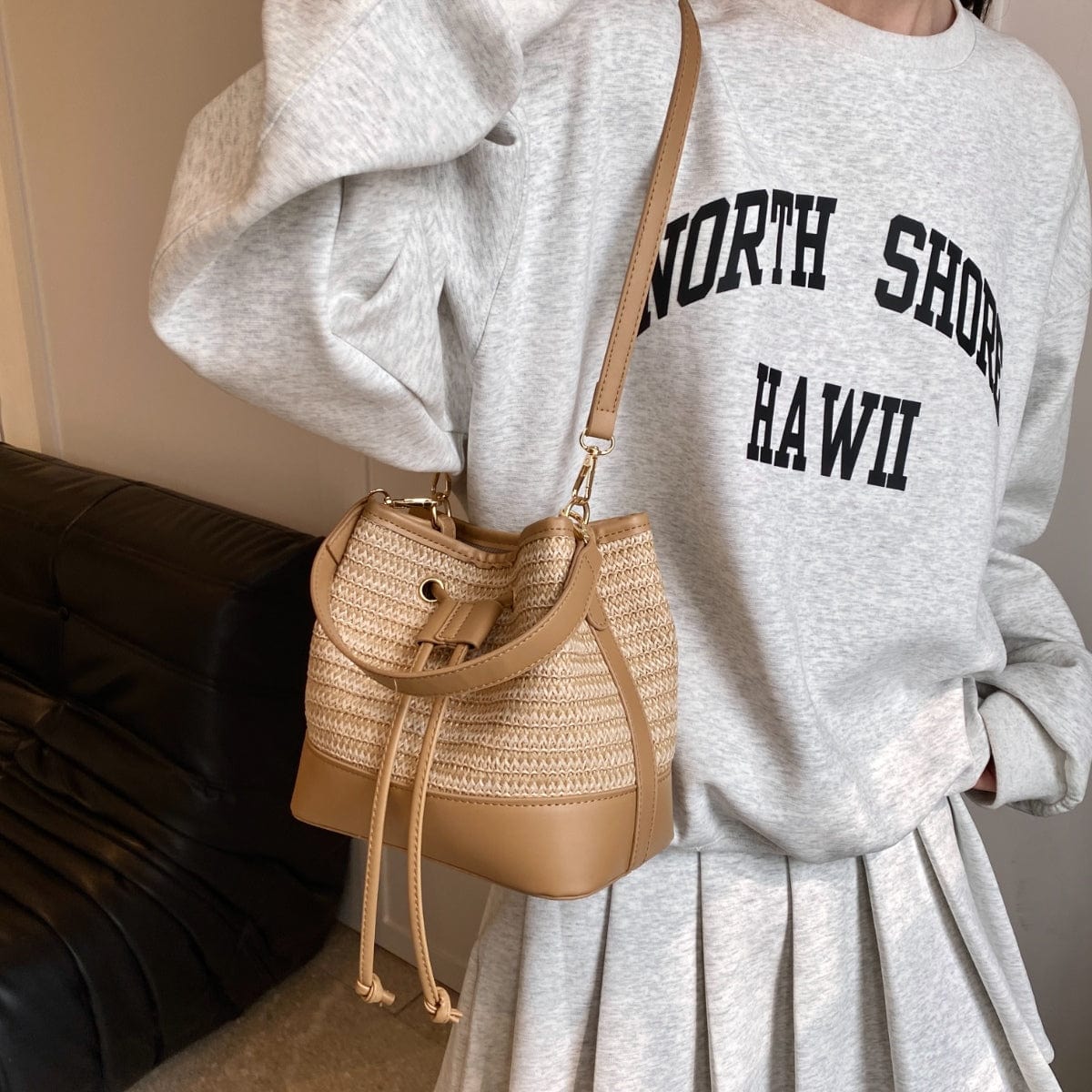 Lily & Luna Straw Braided Shoulder Bag