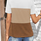 Color Block Round Neck Short Sleeve T-Shirt
