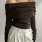 Off-Shoulder Long Sleeve Knit Top
