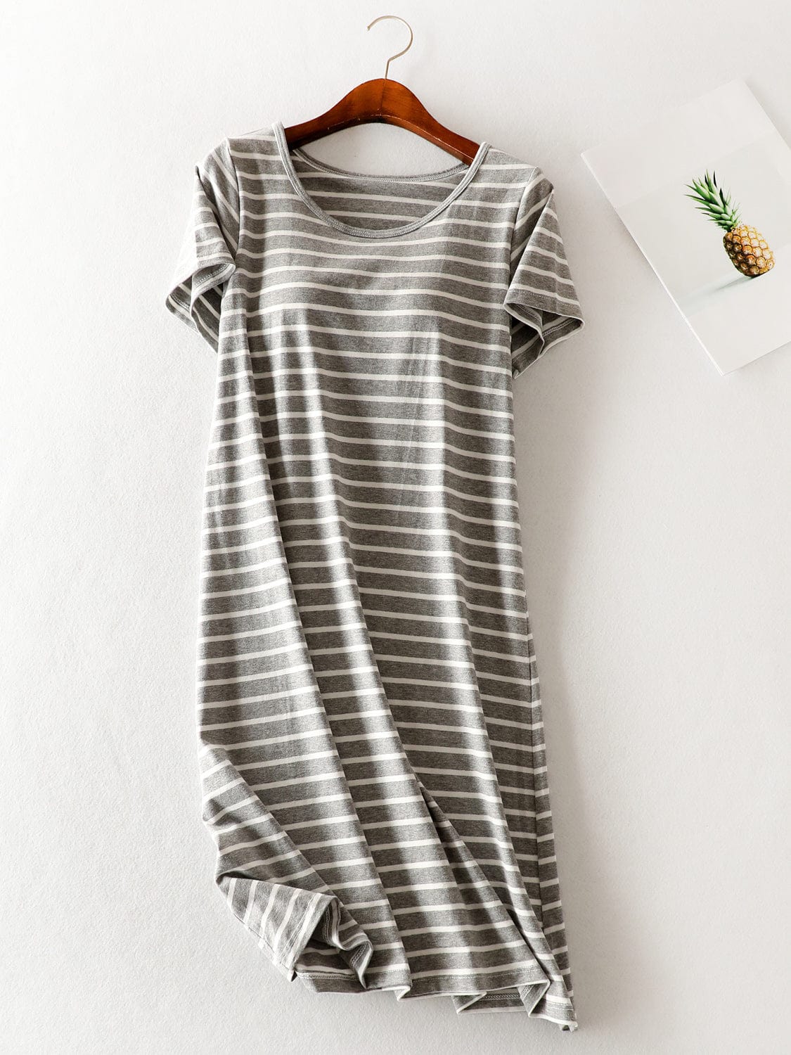 Full Size Striped Round Neck Short Sleeve Dress