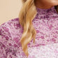 Annie Wear Floral Lettuce Hem Sheer Mesh Top
