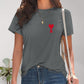 Heart Round Neck Short Sleeve T-Shirt