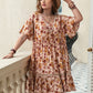 Plus Size Floral Crochet Flutter Sleeve Dress