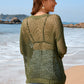 Heart Openwork Long Sleeve Cover-Up