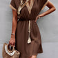 Devine Contrast Trim V-Neck Short Sleeve Mini Dress