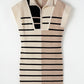 Striped Quarter Zip Cap Sleeve Sweater Dress