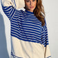 Striped Mock Neck Long Sleeve Sweater