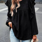 Ruffle Trim Balloon Sleeve Blouse
