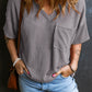 Textured V-Neck Dropped Shoulder T-Shirt