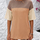 Full Size Color Block Round Neck Half Sleeve T-Shirt