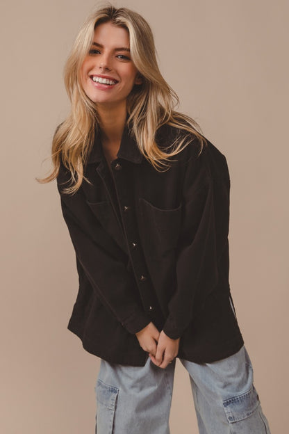 BiBi Button Up Washed Jacket with Pockets - Brand BiBi
