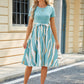 Printed Tie Waist Short Sleeve Dress