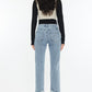 Kancan Raw Hem High Rise Straight Jeans