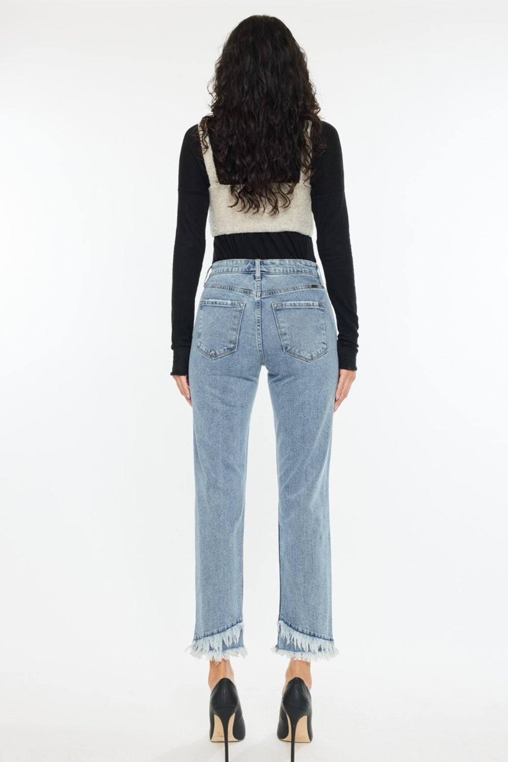 Kancan Raw Hem High Rise Straight Jeans *