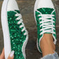Sequin Round Toe Flat Sneakers