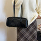 PU Leather Bow Trim Shoulder Bag