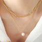Freshwater Pearl Titanium Steel Double-Layered Necklace