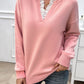 Devine Lace Detail Notched Long Sleeve Sweater