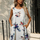 FULL SIZE Printed Round Neck Sleeveless Dress with Pockets
