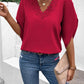 Lace Detail V-Neck Half Sleeve Blouse