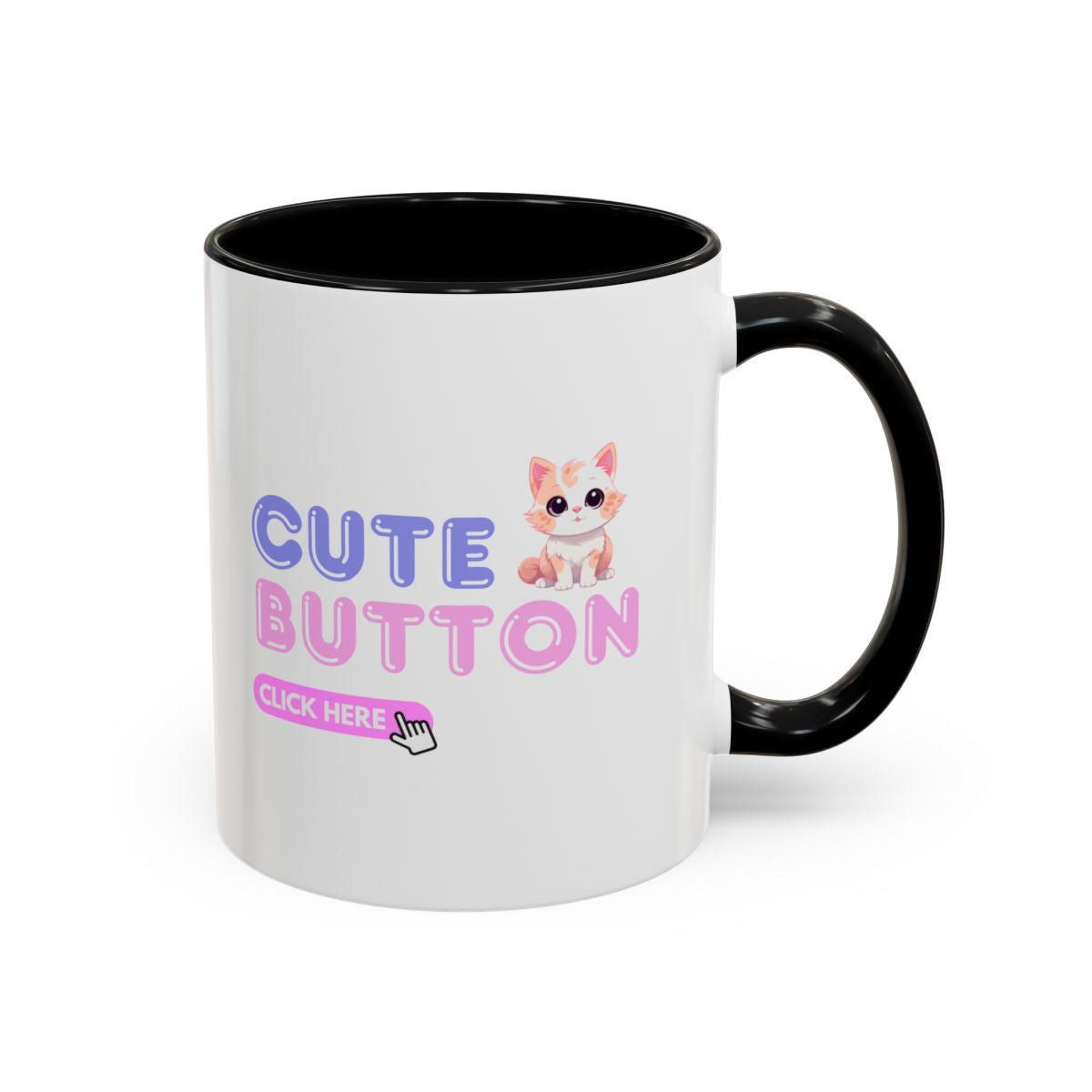 Cute Button Click Here Accent Coffee Mug (11, 15oz) | Made to Order