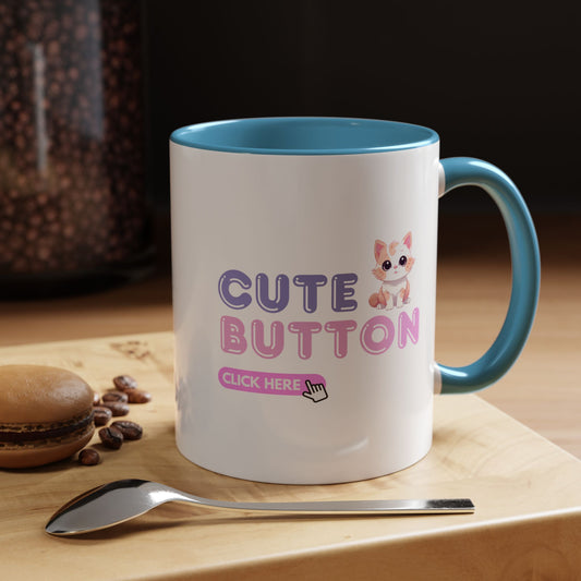 Cute Button Click Here Accent Coffee Mug (11, 15oz) | Made to Order