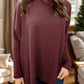 Full Size Waffle Knit Turtleneck Long Sleeve T-Shirt