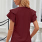 Full Size Eyelet Notched Flutter Sleeve T-Shirt