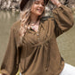 Plus Size Tie Neck Long Sleeve Blouse