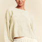 Davi & Dani Diamond Cable Pattern Drop Shoulder Sweater