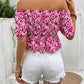 Peplum Printed Off-Shoulder Short Sleeve Blouse