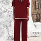 Contrast Trim Round Neck Top and Pants Set
