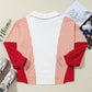 Striped Johnny Collar Long Sleeve Sweatshirt