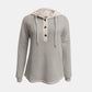 Full Size Waffle-Knit Contrast Long Sleeve Hoodie