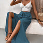 Tied Slit Wide Leg Pants