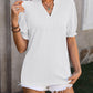 Textured Notched Flounce Sleeve Blouse