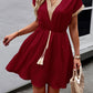 Devine Contrast Trim V-Neck Short Sleeve Mini Dress