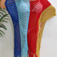 Fringe Color Block Scoop Neck Cover Up