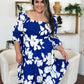 Double Take Full Size Floral Ruffle Hem Smocked Dress