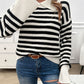 Striped Collared Neck Long Sleeve Sweater
