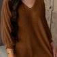 Texture V-Neck Long Sleeve Top