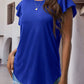 Full Size Ruffled Round Neck Cap Sleeve Blouse
