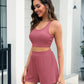 Full Size Scoop Neck Tank and Shorts Set
