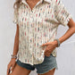 Perfee Printed Collared Neck Short Sleeve Shirt