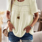 Devine Lace Detail Round Neck Short Sleeve Blouse