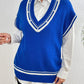 Pearl Trim Contrast V-Neck Sweater Vest