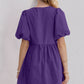 Oh Bow Ruched Puff Sleeve Mini Dress