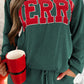 MERRY Round Neck Long Sleeve Top and Shorts Set